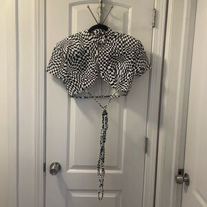 Monochrome Checkered Crop Top